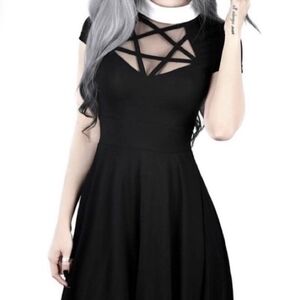 Killstar Black Geometric Mesh Dress